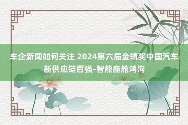 车企新闻如何关注 2024第六届金辑奖中国汽车新供应链百强-智能座舱鸿沟