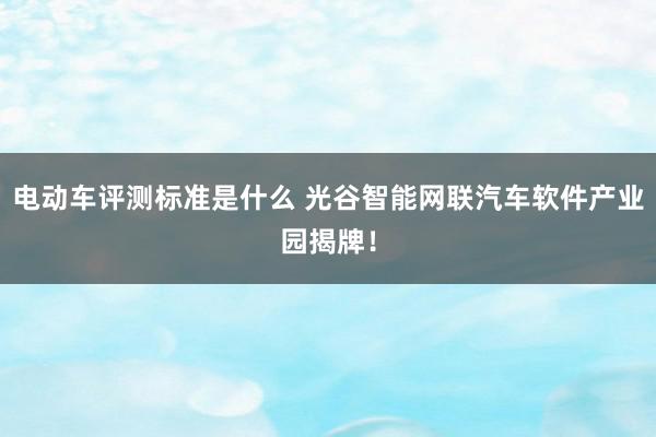 电动车评测标准是什么 光谷智能网联汽车软件产业园揭牌！