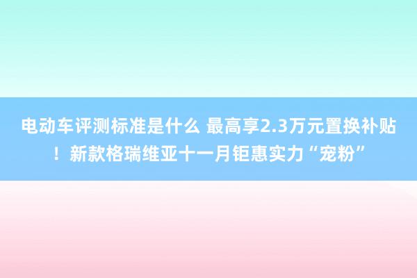 电动车评测标准是什么 最高享2.3万元置换补贴！新款格瑞维亚十一月钜惠实力“宠粉”