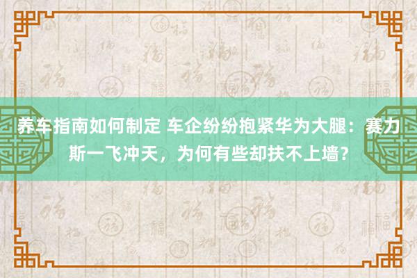 养车指南如何制定 车企纷纷抱紧华为大腿：赛力斯一飞冲天，为何有些却扶不上墙？