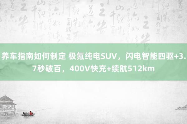 养车指南如何制定 极氪纯电SUV，闪电智能四驱+3.7秒破百，400V快充+续航512km