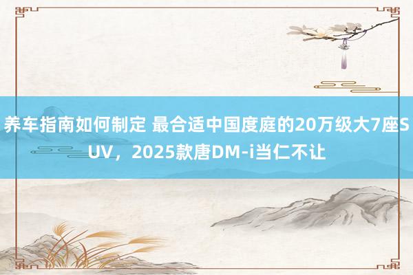 养车指南如何制定 最合适中国度庭的20万级大7座SUV，2025款唐DM-i当仁不让