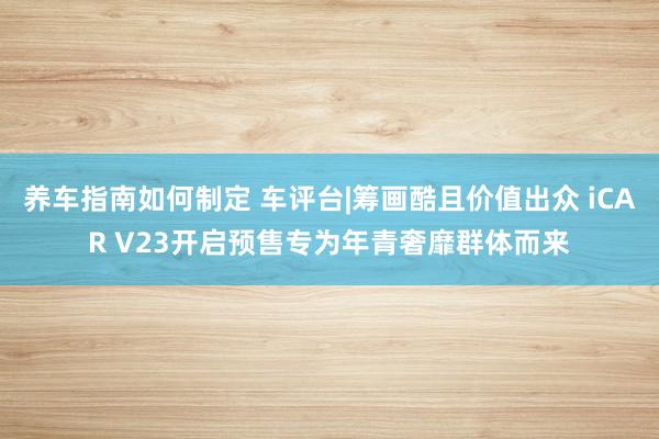 养车指南如何制定 车评台|筹画酷且价值出众 iCAR V23开启预售专为年青奢靡群体而来