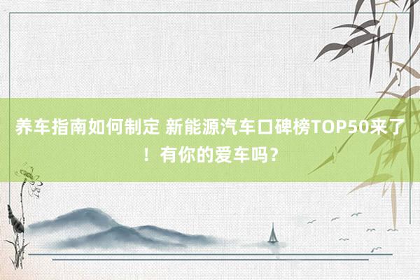 养车指南如何制定 新能源汽车口碑榜TOP50来了！有你的爱车吗？