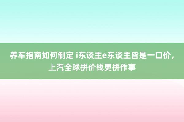 养车指南如何制定 i东谈主e东谈主皆是一口价，上汽全球拼价钱更拼作事