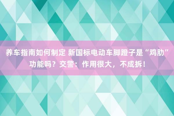 养车指南如何制定 新国标电动车脚蹬子是“鸡肋”功能吗？交警：作用很大，不成拆！