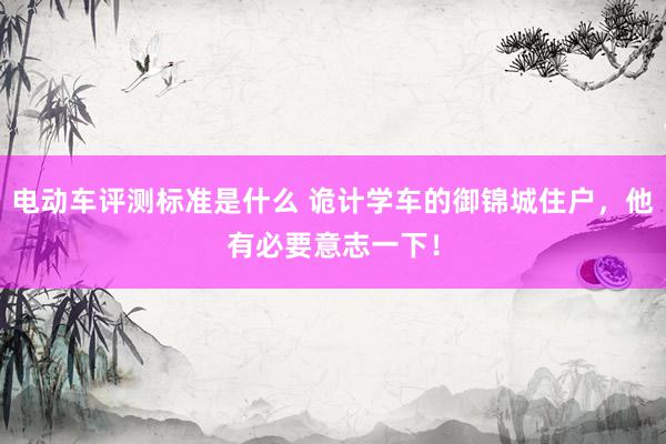 电动车评测标准是什么 诡计学车的御锦城住户，他有必要意志一下！