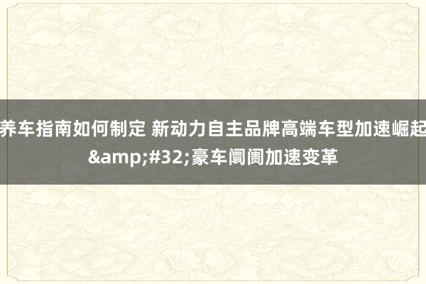 养车指南如何制定 新动力自主品牌高端车型加速崛起&#32;豪车阛阓加速变革