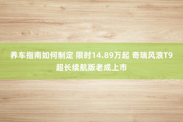 养车指南如何制定 限时14.89万起 奇瑞风浪T9超长续航版老成上市