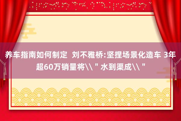 养车指南如何制定  刘不雅桥:坚捏场景化造车 3年超60万销量将\＂水到渠成\＂