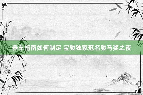 养车指南如何制定 宝骏独家冠名骏马奖之夜