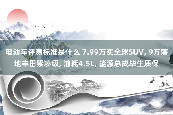 电动车评测标准是什么 7.99万买全球SUV, 9万落地丰田紧凑级, 油耗4.5L, 能源总成毕生质保