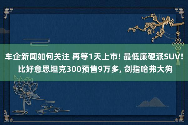 车企新闻如何关注 再等1天上市! 最低廉硬派SUV! 比好意思坦克300预售9万多, 剑指哈弗大狗