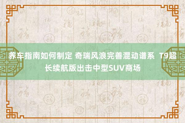 养车指南如何制定 奇瑞风浪完善混动谱系  T9超长续航版出击中型SUV商场