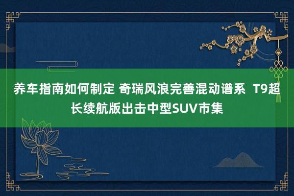 养车指南如何制定 奇瑞风浪完善混动谱系  T9超长续航版出击中型SUV市集