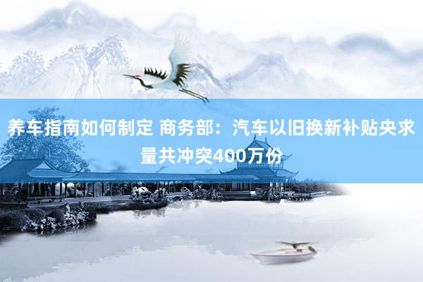 养车指南如何制定 商务部：汽车以旧换新补贴央求量共冲突400万份