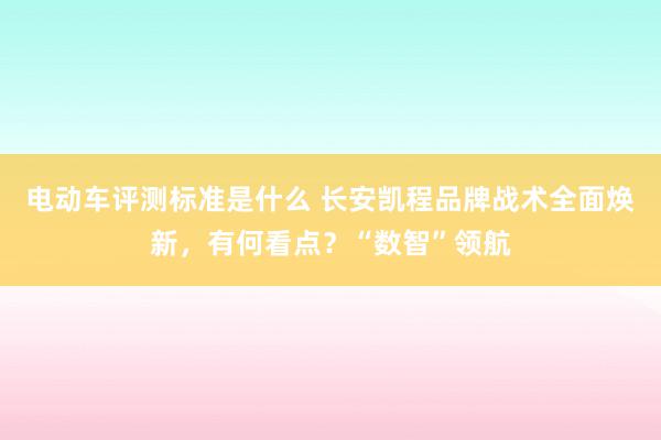 电动车评测标准是什么 长安凯程品牌战术全面焕新，有何看点？“数智”领航