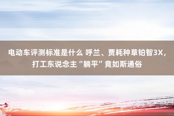 电动车评测标准是什么 呼兰、贾耗种草铂智3X，打工东说念主“躺平”竟如斯通俗